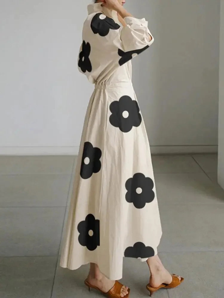 Micaela - Temperament High Waist Printed Maxi Dress