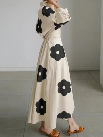 Lola - Temperament print waist-length maxi dress