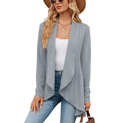 Colette - Elegant soft knit cardigan with lapel and open knit