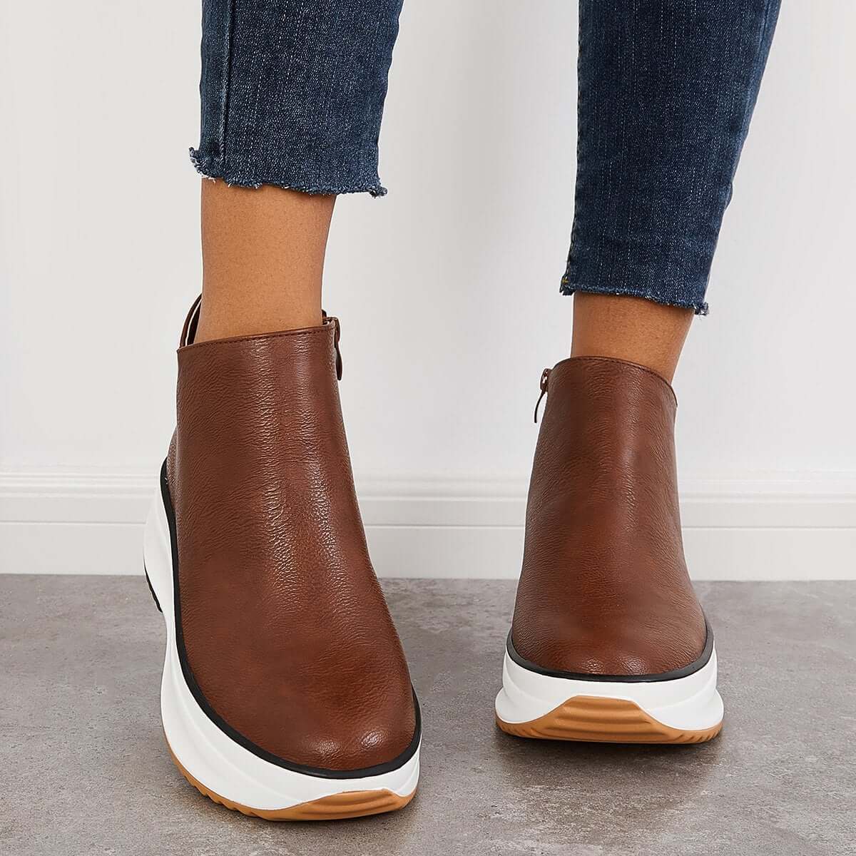 Platform Wedge Sneakers Easy Slip On Ankle Boots for Women