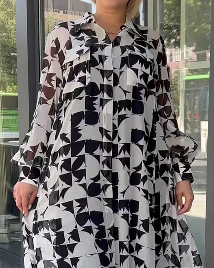Julieta - Fashion Lapel Long Sleeve Casual Dress with Lapels