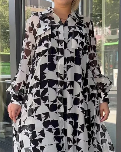 Julieta - Fashion Lapel Long Sleeve Casual Dress with Lapels