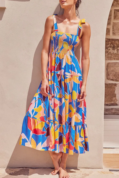 Daniela - Printed dresses with thin straps and trendy bohemian print