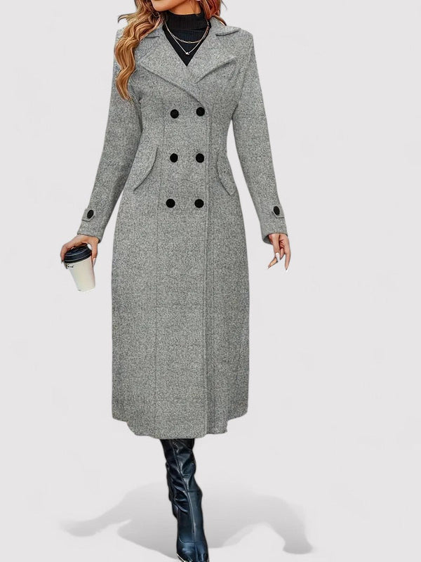 Long double-breasted coat with elegant design