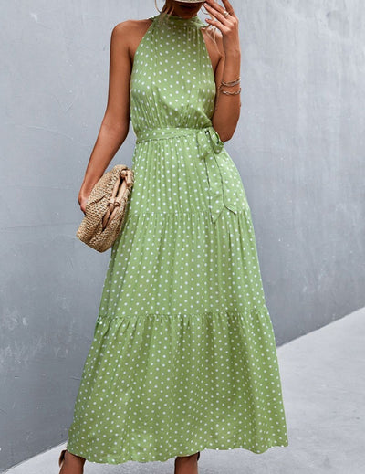 Sleeveless dress with summer print