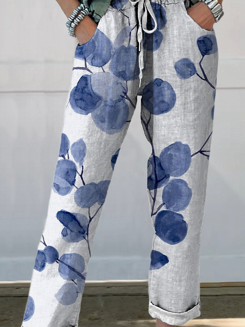 Brenda - Women's Retro Botanical Floral Print Trousers