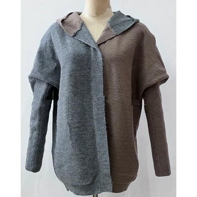 Oversized hooded cardigan with straight silhouette