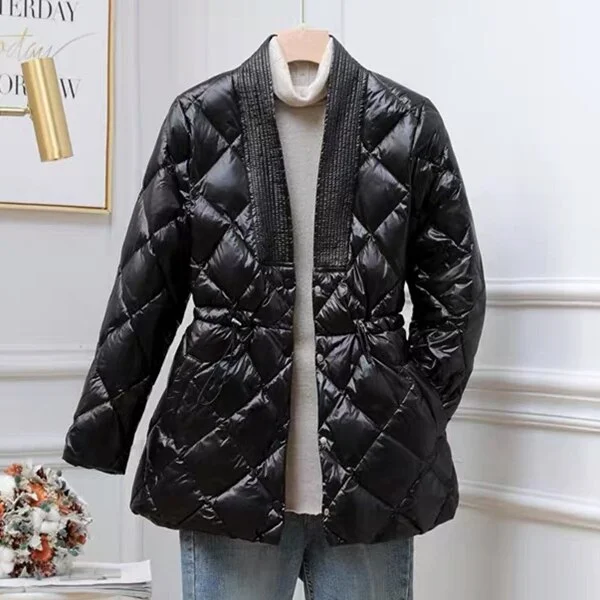 Women's Padded Coat - Oversized Drawstring Winter Jacket for Fall and Winter