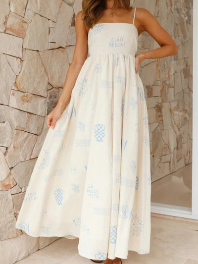 Estefania - Chill Vibes open back maxi dress with thin straps
