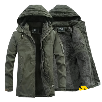 Modern and Warm Men's Jacket with Deep Hood - Perfect for Everyday Wear