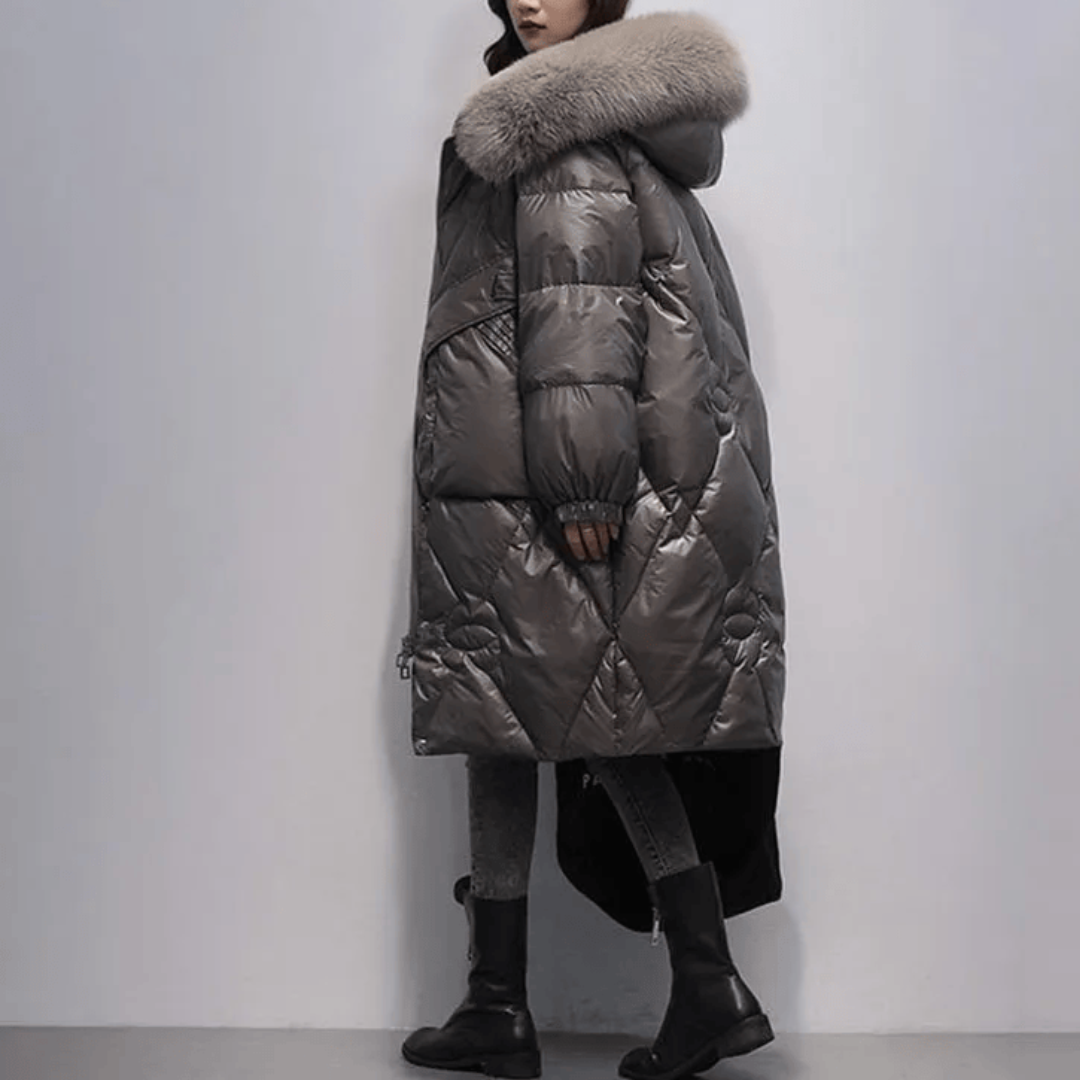 Women's casual long coat with modern hood