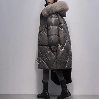 Women's casual long coat with modern hood