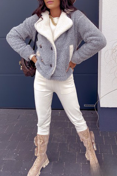 Warm, plain down jacket with comfortable pockets