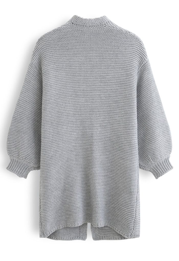 Open Cardigan with Pockets in Classic Grey - Ideal for Layering