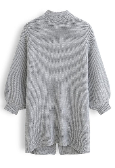 Open Cardigan with Pockets in Classic Grey - Ideal for Layering