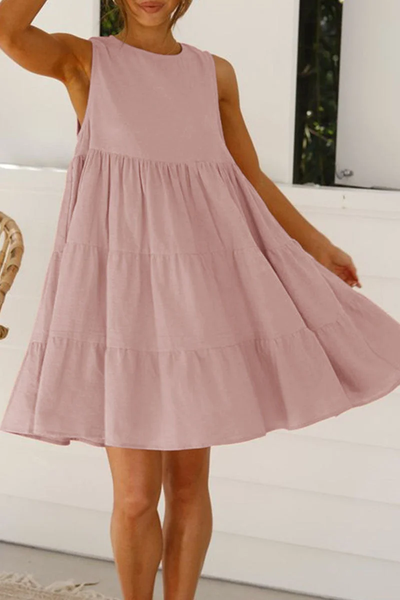 Emma - Fashion Casual Solid Patchwork Round Neck Princess Dresses