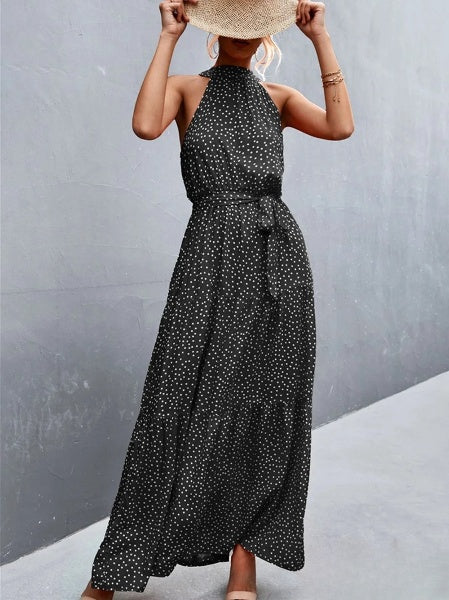 Irene - Bestselling strapless jumpsuit dress with a wave-dot print neckline