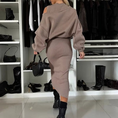 Women's Sleeveless Sweatshirt and Dress Set: Elegance and Comfort in 2 Pieces