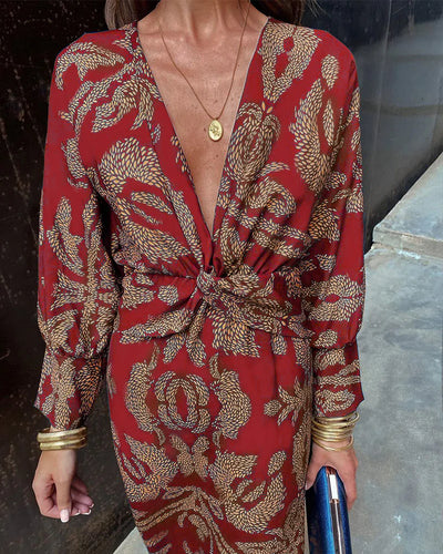 Brenda Midi Dress - Elegant long-sleeved dress for parties and events