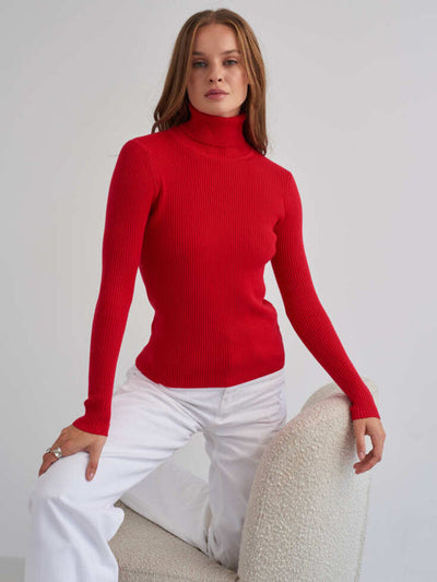 Women's Turtleneck Sweater - Fall Essentials and Warm Knit