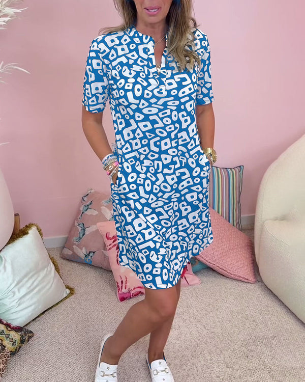 Vickie - Elegant V-Neck Short Sleeve Dress
