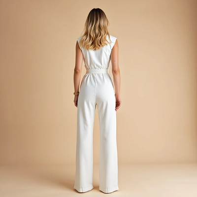 Sleeveless belted jumpsuit for a modern and versatile style