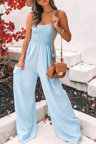 Alba – Loose-fitting jumpsuits with thin straps and plain pockets