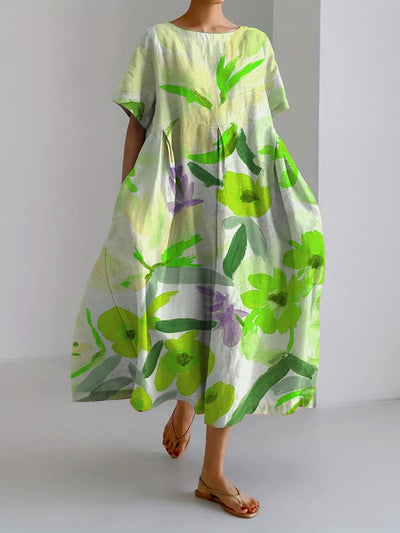 Dayana - Women's Retro Botanical Floral Print Casual Loose Dress