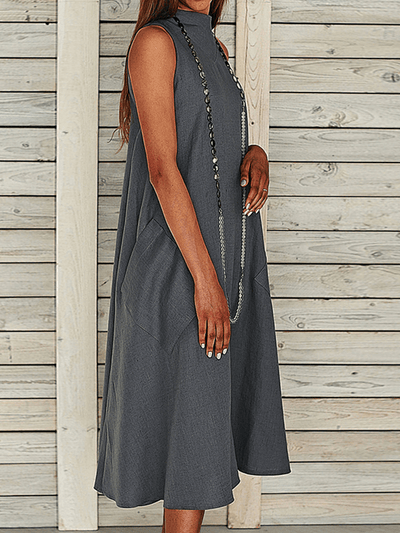 Alba - Women's Plus Size Loose Casual Dress with Solid Side Pockets - Comfortable and Elegant
