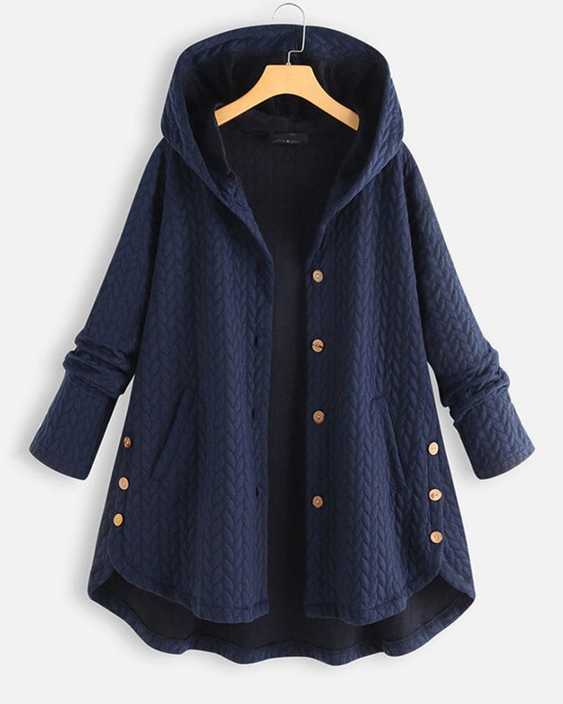Women's Warm Casual Hooded Button Down Jacket