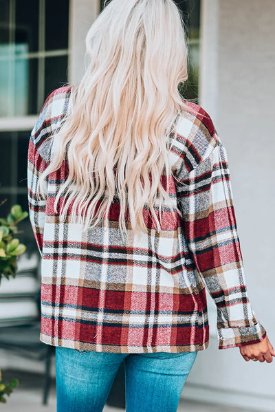 Cozy Plaid Jacket with Buttons and Pockets