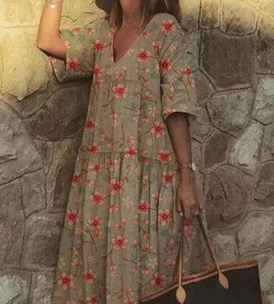 Claudia - Casual V-neck dress with floral print