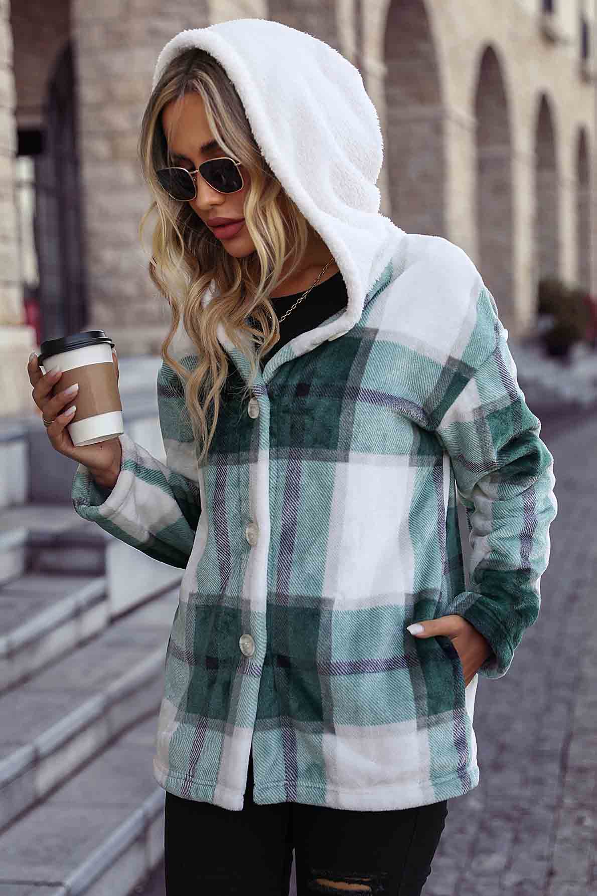 Classic coat with hood and elegant buttons