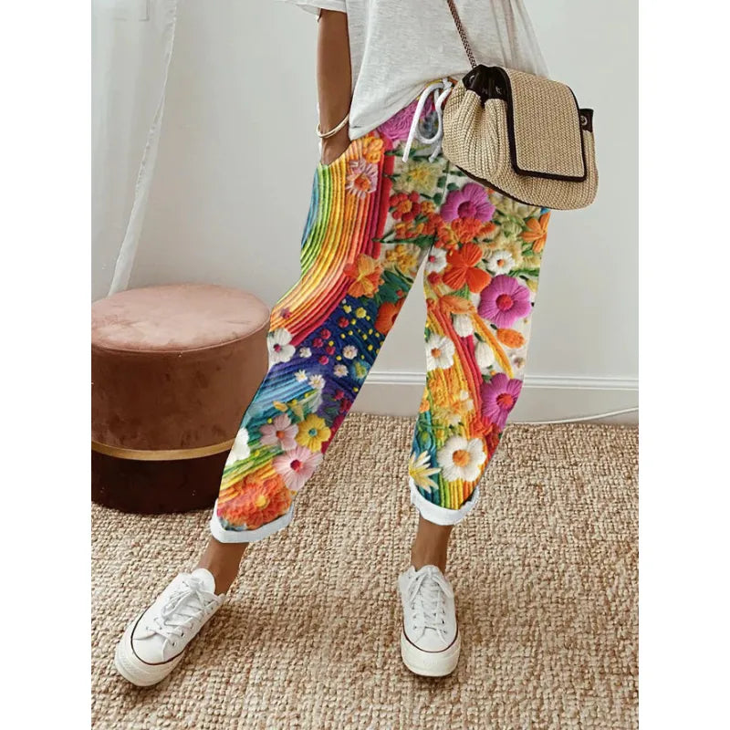 Lauren - Color Block Elastic Waist Pants