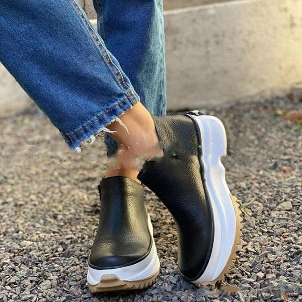 Thick-soled boots with side zipper for autumn and winter - warm and elegant footwear