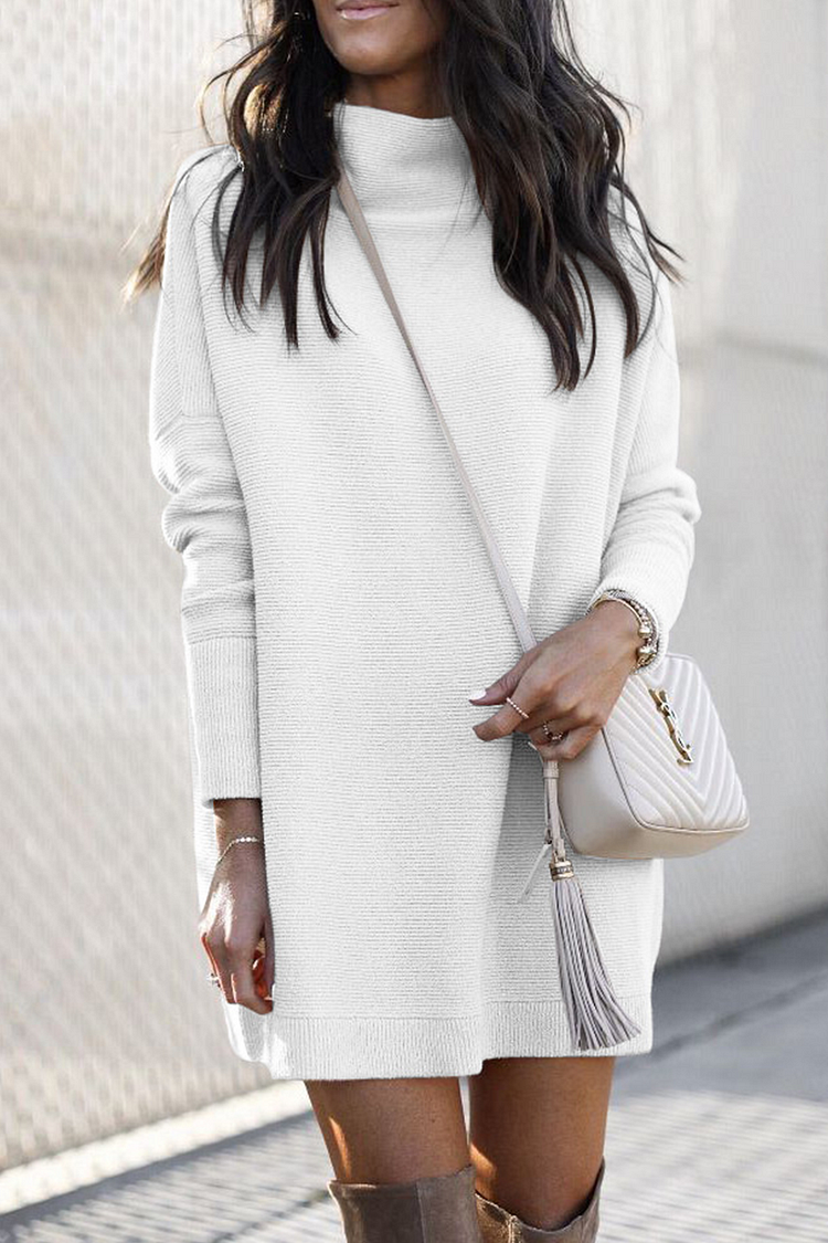 Elegant Casual Dresses with High Neck and Solid Patch Design