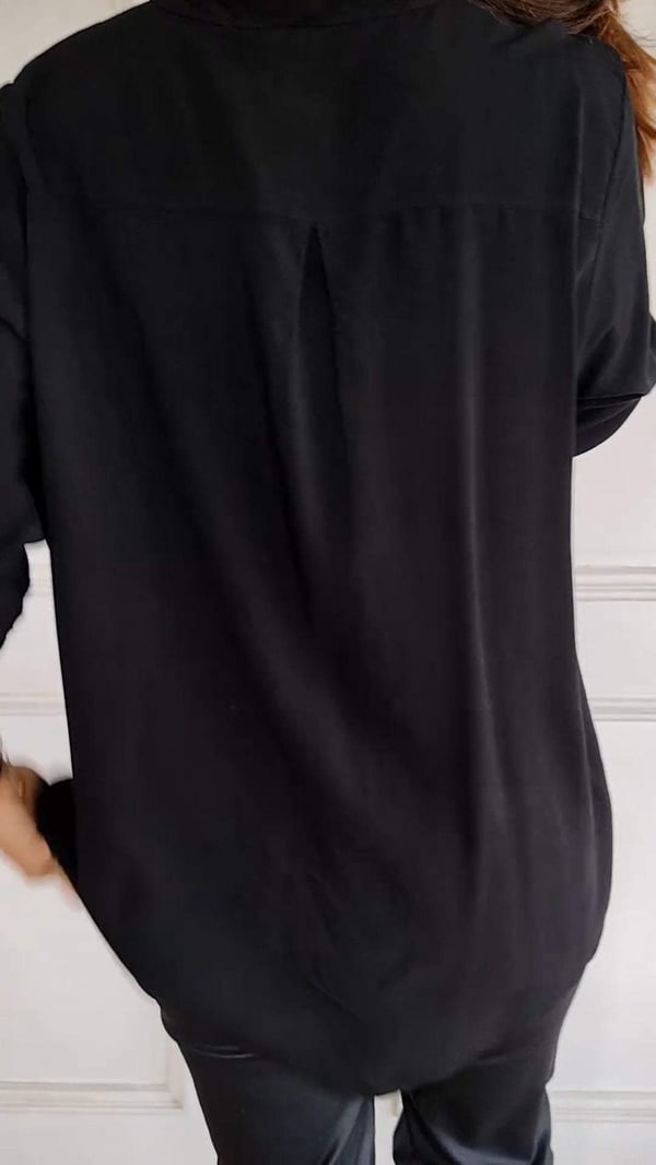 Malena - Cotton Leisure Top with V-Neck and Sequins and Mid-Length Sleeves