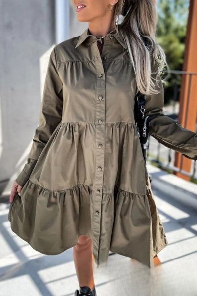 Evelyn Women's Casual Dresses with Fixed Buckle and Turn-Down Collar