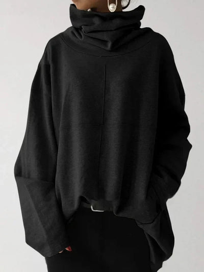Linda - Casual solid color turtleneck sweater with long sleeves