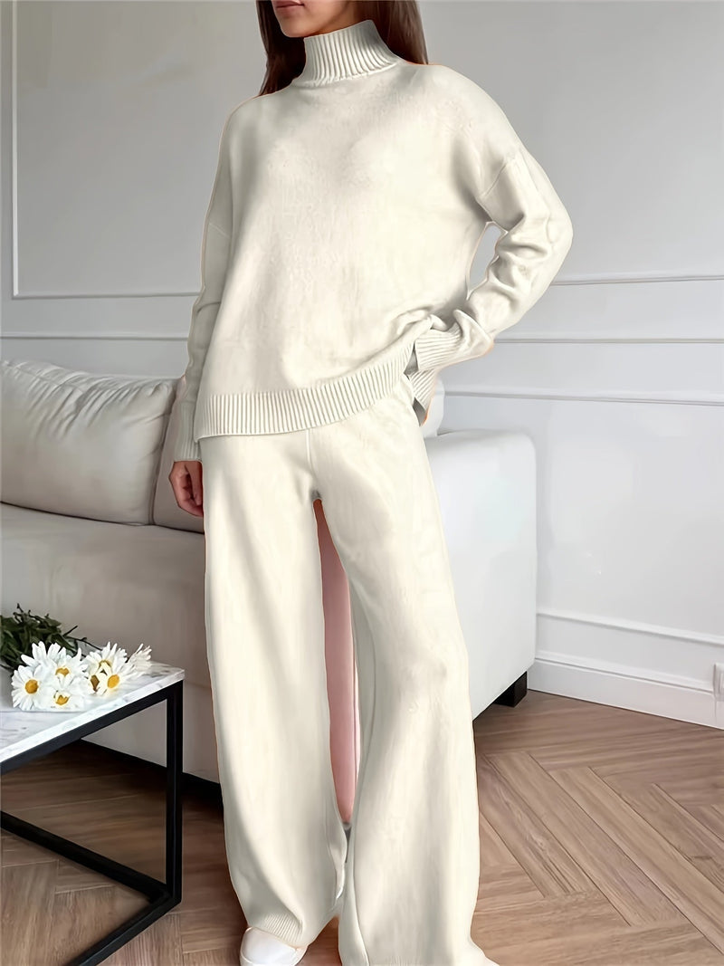 Women's Casual Turtleneck Sweater and Pants Set