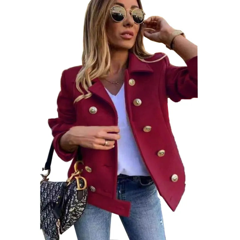 Elegant long jacket with button closure