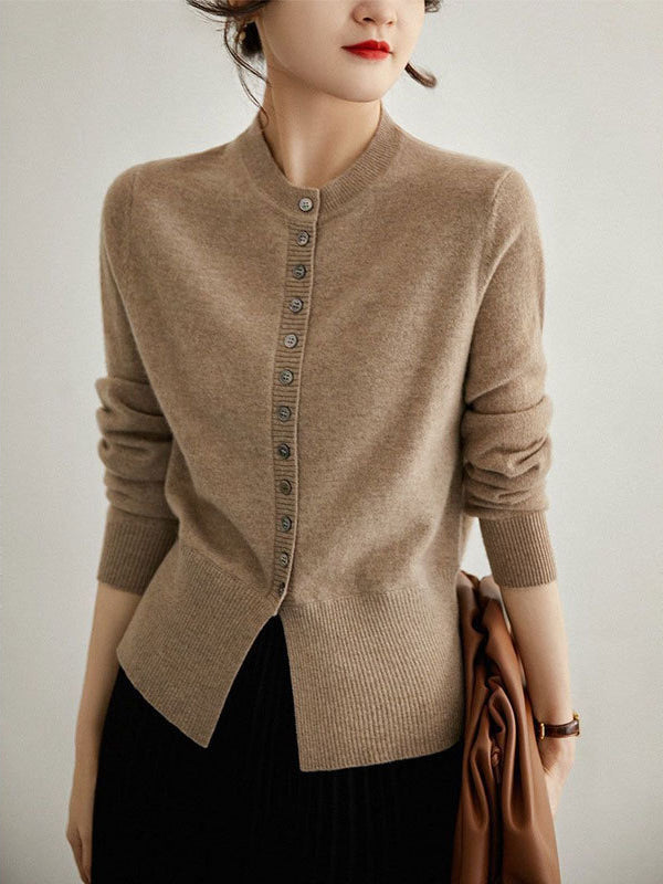 Women's Ribbed Knit Cardigan - Casual Soft Bowknot Fall Sweater