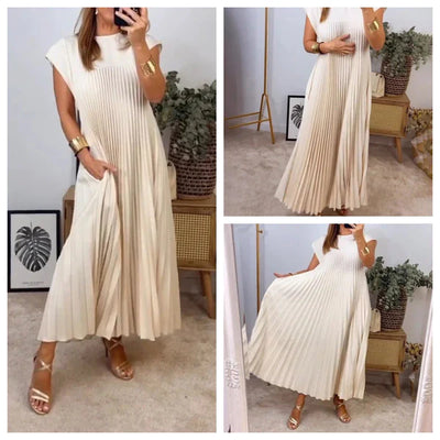 Lidia - Women's solid color pleated dress