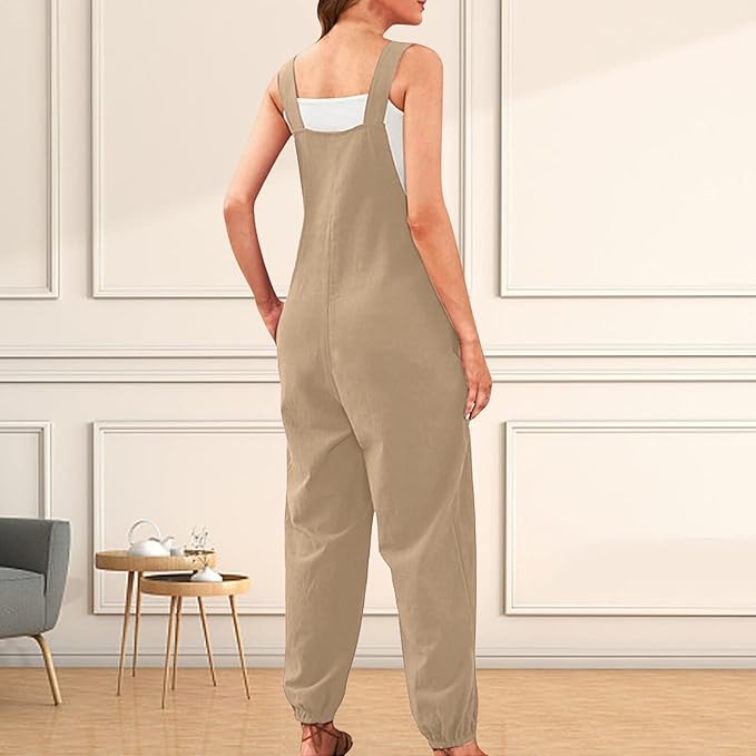 Women's long jumpsuit with adjustable straps and versatile design
