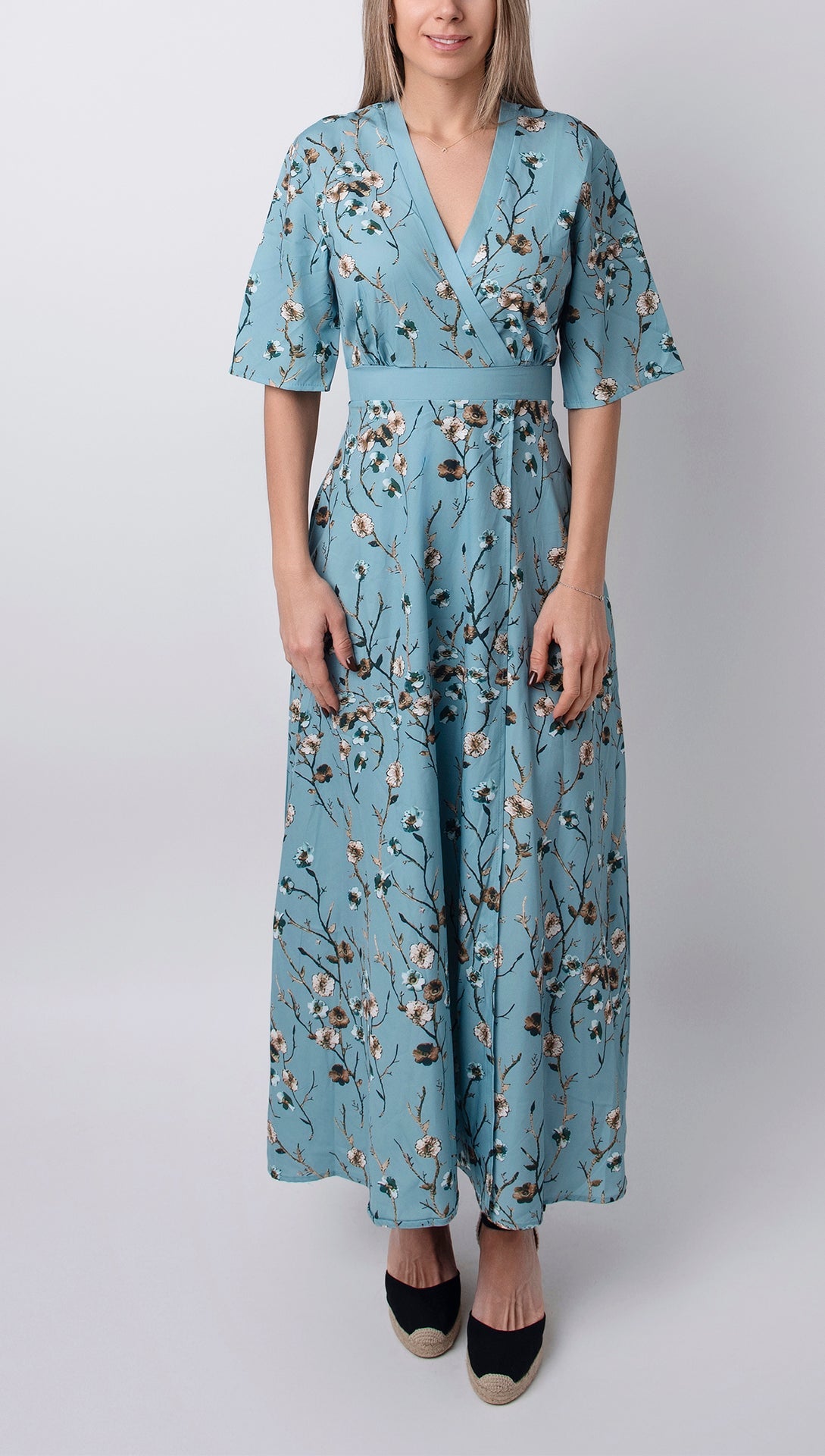 Helena - Floral Print Half Sleeve Dress