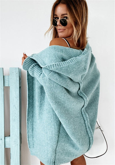 Women's loose hooded cardigan, fashionable and comfortable design