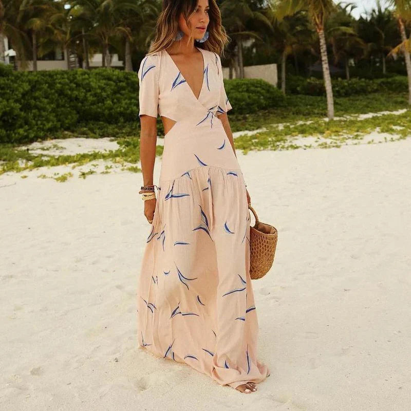 Victoria - New Fashion Maxi Dress with Cut-Out Print
