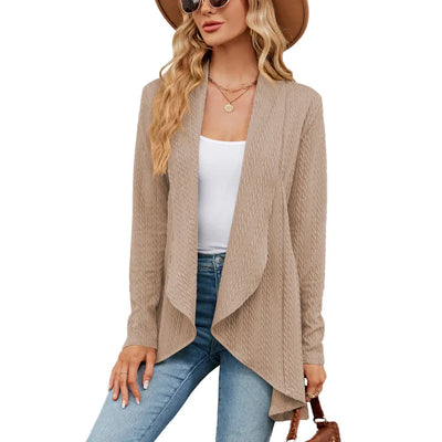 Colette - Elegant soft knit cardigan with lapel and open knit