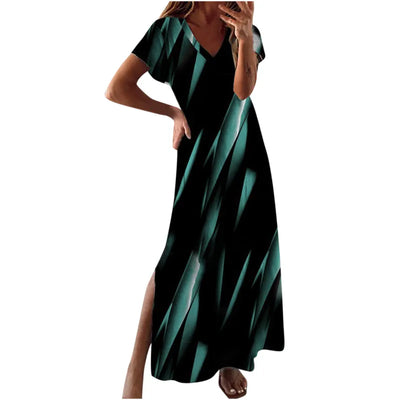 Delia - Fashion Butterfly Print Straight Party Lapel A-line Casual Shirt Dress