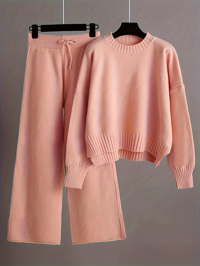 Elegant sweater and wide-legged pants set for women